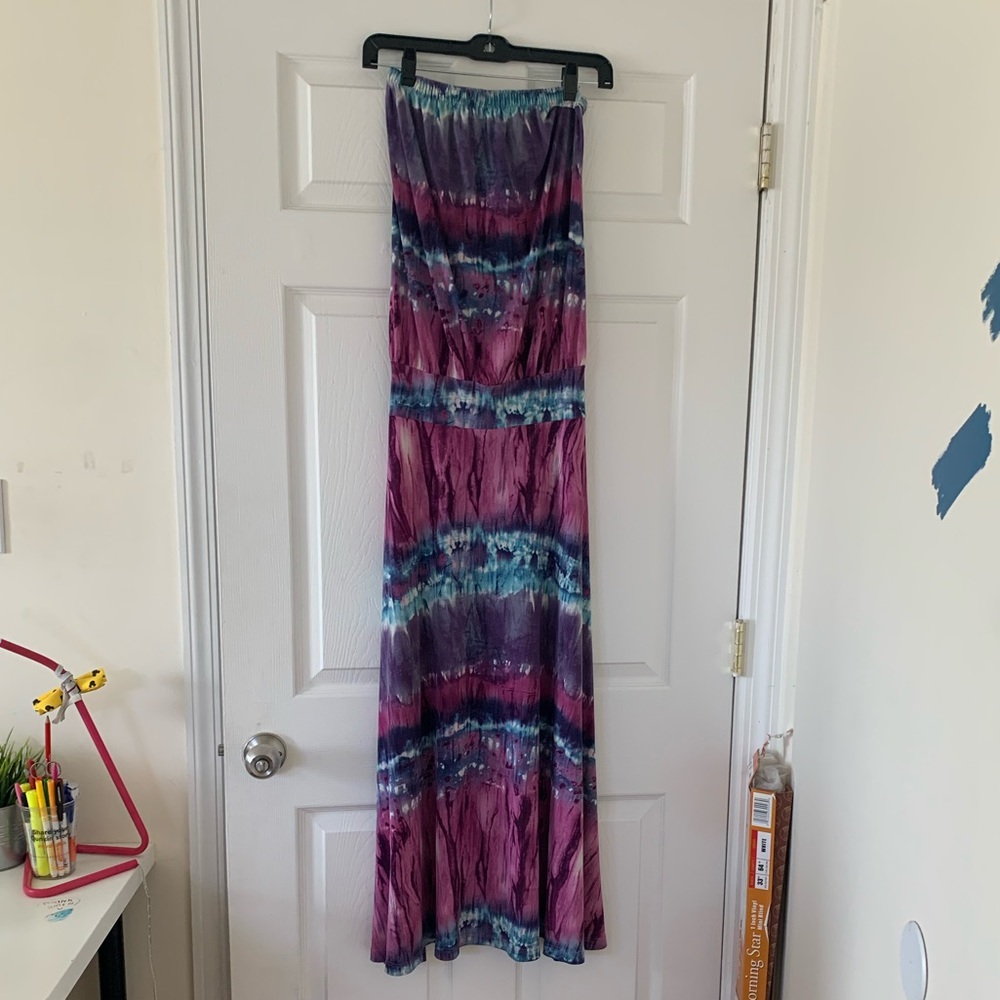 Strapless Tie-dye Maxi Dress